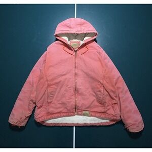 Schmidt Workwear Canvas Hooded Workwear Jacket Women's XL Distressed Faded Pink